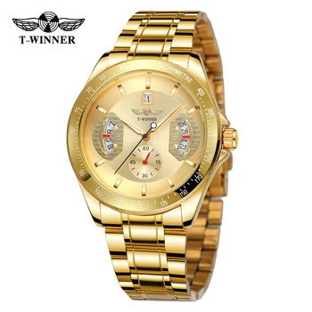 Новейшие часы бренда T-Winner, мужские модные тахиметры с большим циферблатом, механические наручные часы Relogio с автоматическим автоподзаводом, Лучший подарок