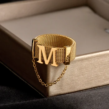 Новое модное Классическое Легкое Роскошное кольцо из золота премиум-класса с буквой М из нержавеющей стали, подарочное Банкетное Женское ювелирное кольцо 2022