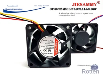 Новый Jiesammy 6025 6 см Двойной шар 24v0.14a Функция измерения скорости сигнализации Преобразование частоты Охлаждающий вентилятор 60*60*25 мм