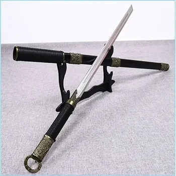 Нож с кольцевой головкой, пластиковая деревянная подставка для оружия, ножны, нарисованный меч, игрушка для ролевых игр