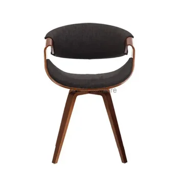 Обеденный стул в скандинавском стиле, Кухонная мебель, Простые обеденные стулья, Роскошное кресло из массива дерева, Кожаное кресло для отдыха на балконе