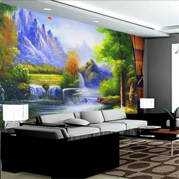 Обои на заказ 3d фреска Европейская картина маслом пейзажные пейзажи фон из папье-маше декоративная роспись стен 3D обои