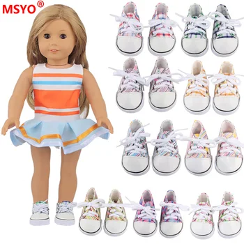 Обувь из холщовой ткани 7,5 см для 18-дюймовых американских и 43-сантиметровых кукол для новорожденных, обувь, аксессуары для кукол-девочек нашего поколения