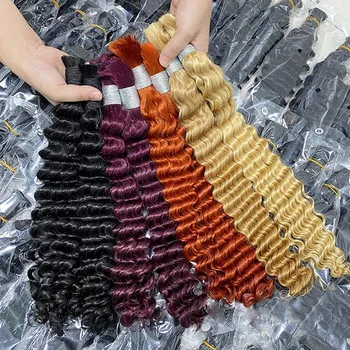 Объемные человеческие волосы глубокой волны для плетения Бирманских волос Real Beauty Remy Для наращивания крючком в стиле Бохо-бокс, косы без утка