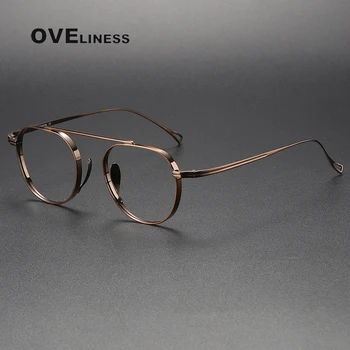 Оправа для очков из чистого титана 2024 года для мужчин и женщин, ретро Винтажные квадратные очки по рецепту, Мужские оптические очки для близорукости, Оптические очки для мужчин