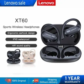 Оригинальные Спортивные Беспроводные Наушники Lenovo XT60 HiFi Bluetooth 5.3 Наушники Bass Игровая Гарнитура с Микрофоном Шумоподавления