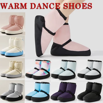 Осенне-зимние хлопковые короткие ботинки на толстой подошве для взрослых, Женские теплые балетные танцевальные туфли с мягкой подошвой из хлопка, женская тренировочная обувь