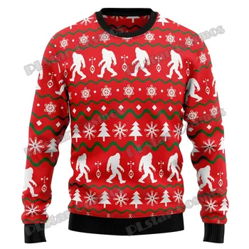 Осенне-зимний повседневный вязаный пуловер Унисекс с забавным рисунком скелета Санта-Клауса, 3D-печать, мужской уродливый Рождественский свитер