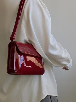 Осенне-зимняя красная женская сумка через плечо из искусственной кожи с застежкой, женская сумка для поездок на работу, однотонные женские сумки и портмоне