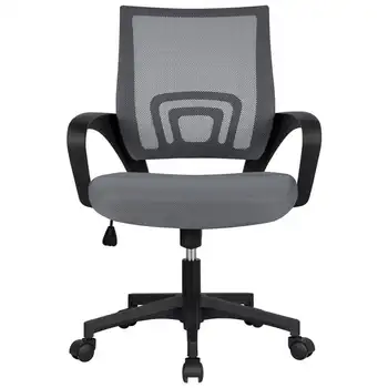 Офисное кресло Smile Mart с регулируемой сеткой в середине спинки, поворотное, с подлокотниками, темно-серое