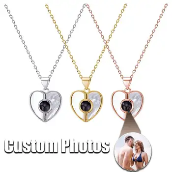 Персонализированное фото-ожерелье, Изготовленная на заказ фотография, Подвеска в виде сердца любви, Индивидуальные украшения с портретным изображением, Уникальный подарок для женщин