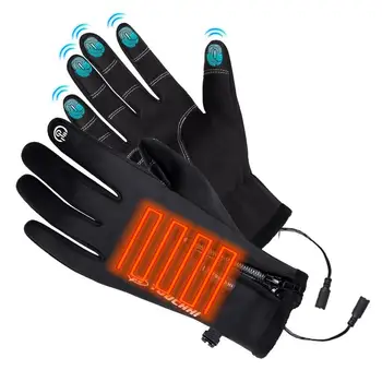 Перчатки с USB-подогревом, мотоциклетные зимние теплые перчатки, Ветрозащитные Нескользящие перчатки с подогревом, водонепроницаемые перчатки с сенсорным экраном с подогревом