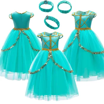 Платье Аладдина, карнавальный костюм, повязка на голову для детей, одежда принцессы для девочек, карнавальная маскировка на Хэллоуин, детская одежда, костюм