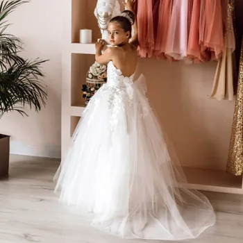 Платья с цветочным узором для девочек, красное бархатное платье маленькой принцессы с большим бантом, детская одежда, платье для вечеринки по случаю дня рождения, детское платье для первого причастия