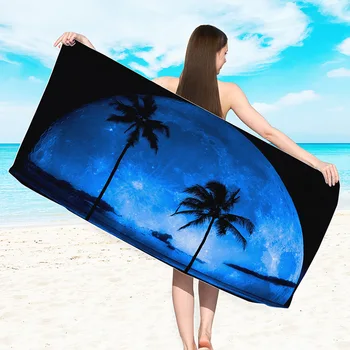 Пляжное полотенце из микрофибры h-впитывающее спортивное полотенце с цифровой печатью Пляжные полотенца для взрослых большие