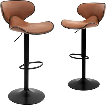 Поворотный Барный стул CangLong с Регулируемой высотой стойки, Стулья со Спинкой и Подставкой для ног для бара, Кухни, Столовой