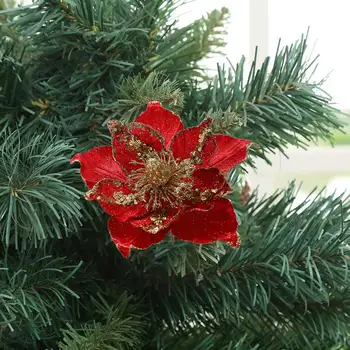 Подвеска в виде Рождественской елки, яркий блестящий искусственный цветок, украшение для Рождественской елки, Реалистичное, легко подвешиваемое украшение для праздничной вечеринки