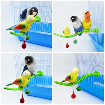 Подставка для птиц с колокольчиком, имитирующая птицу, игрушка-попугай, Игрушки-птичья клетка, каркас для шеста, Кусайся и играй