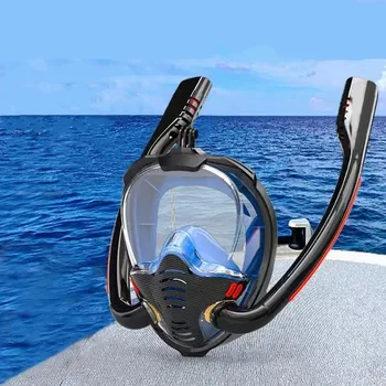 Полнолицевая Маска для Подводного плавания с Противотуманными Салфетками с Панорамным Видом на 180 Градусов в Формате HD Маска для подводного Плавания с Защитой от Протечек Сухой Набор для Взрослых и Детей