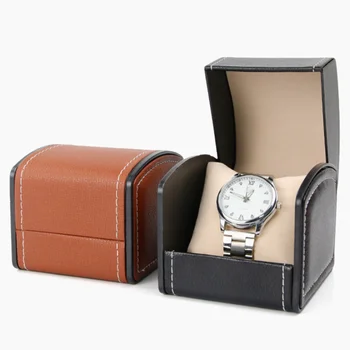 Портативная коробка для показа часов, подставка для дисплея наручных часов, браслета, искусственная кожа, одинарная сетка с подушкой, футляр для хранения ювелирных часов