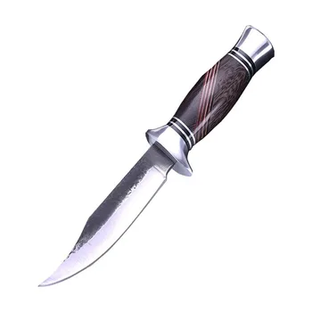 Походный нож с фиксированным лезвием из стали 440C, Цветная Деревянная ручка, Охотничьи ножи для выживания на открытом воздухе с нейлоном