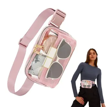 Поясные сумки для женщин, поясная сумка из прозрачного нейлона, модная сумка через плечо с регулируемым ремешком для путешествий, пеших прогулок, езды на велосипеде