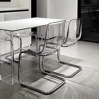 Прозрачные обеденные стулья в скандинавском стиле Ленивые Дизайнерские Минималистичные Обеденные стулья для гостиной Удобная Акриловая Кухонная мебель Sillas