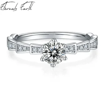 Простое кольцо из стерлингового серебра 925 пробы для женщин, Свадебный подарок, Муассанит, Бриллиант