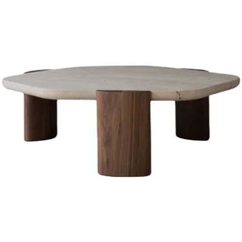 Простой журнальный столик из ясеня в скандинавском стиле, круглый стол из массива дерева в гостиной, креативный низкий столик