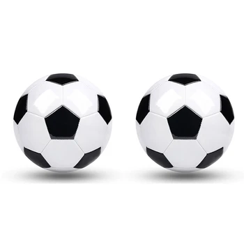Профессиональные тренировочные футбольные мячи размером 2 штуки размером 5 Черный, белый, футбольный, кожа ПВХ