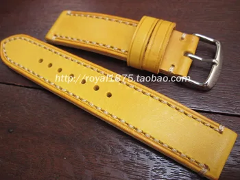 Прочный водонепроницаемый желтый кожаный ремешок для часов с ремешком 20 мм и ремешком 22 мм, ремешки для часов премиум-класса, браслет
