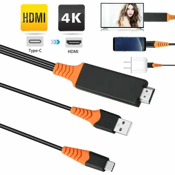Разъем USB C Type-C к HDMI-совместимому Разъему с Питанием от USB-кабеля 4K HDTV AV TV-Адаптера Thunderbolt 3 для Macbook Huawei Xiaomi