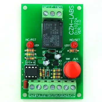 Релейный модуль SPDT с мгновенным переключением/импульсным сигналом с фиксацией на панели, 5 В.