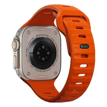 Ремешок для Apple Watch Band 49 мм 44 мм 45 мм 41 мм 40 мм 42 мм 38 мм Мягкий Силиконовый спортивный Браслет iwatch Serise 8 7 SE 6 5 3 Ultra 49 мм