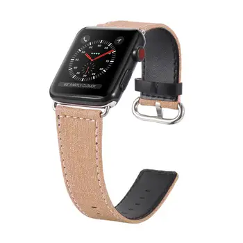Ремешок для часов Apple Watch, ремешок для iwatch, цветочная ковбойская холщовая ткань, черная джинсовая ткань для женщин, мужские аксессуары для часов