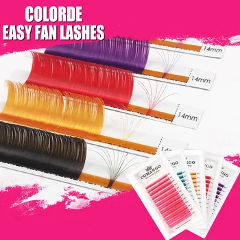 Ресницы для макияжа CoMango Colored Mix15-20mm с легким растушевыванием, Цветные накладные ресницы для наращивания ресниц фиолетового / красного / синего / розового цвета
