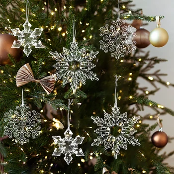 Рождественская елка, Прозрачные подвесные украшения в виде снежинок, Рождественские елки, Подвеска, Рождественская вечеринка, Сделай САМ, Украшение для дома, Navidad, Новый год