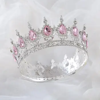 Розовое кольцо из серебряного сплава со стразами, Корона Невесты, Маскарад, Королева выпускного вечера, Корона, вечеринка, День рождения
