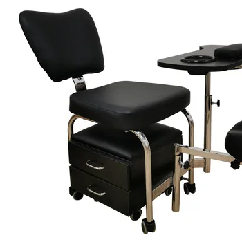 Роскошное Салонное оборудование Мебельный комплект Маникюрный стол, маникюрный стол, стул-трон, Педикюрные стулья с прозрачной черной столешницей, металл, дерево