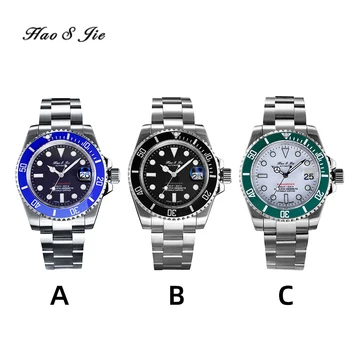 Роскошные мужские деловые часы HAOSJIE, стальные водонепроницаемые модные светящиеся механические часы, мужские