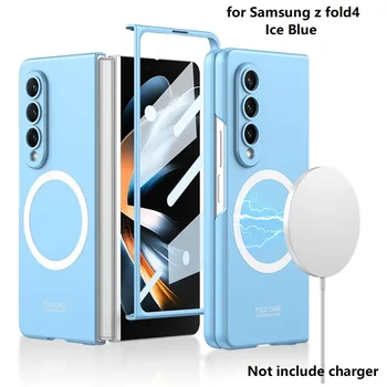 Роскошный чехол для Samsung Z Fold 3 4, чехол для беспроводного зарядного устройства Magsafe, противоударный чехол из закаленного стекла для Galaxy Z Fold4, чехол