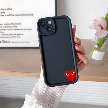 Роскошный Чехол Для телефона P-lays Red Heart C-D-G Love, Простой Однотонный Матовый Силиконовый Чехол Для iPhone 15 14 13 12 11 Pro Max Plus