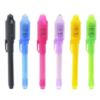 Ручка с невидимыми чернилами, 6 шт./компл., встроенная ультрафиолетовая подсветка для безопасности использования ручки