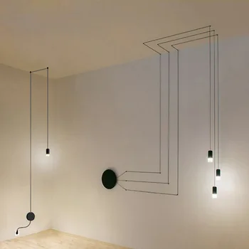 Светодиодная линейная люстра Гостиная Выставочный зал Модельная комната Офис Спальня Простая постмодернистская персонализированная креативная лампа 