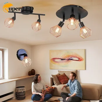 Светодиодная подвесная лампа, Совместимая с регулируемыми головками ламп, современная железная лампа для гостиной, спальни, Классическая люстра