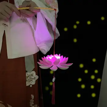 Светодиодный антикварный фонарь Lotus Креативные светящиеся материалы ручной работы Китайский портативный фонарь Lotus Portable Фестиваль середины осени