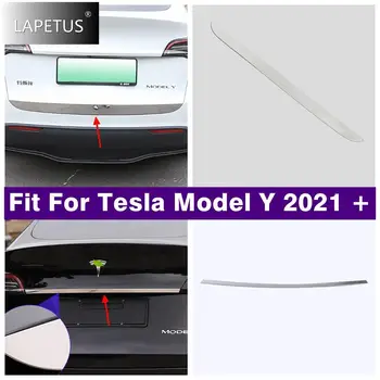 Серебристые Аксессуары Задняя Крышка Задней Двери Багажника и Накладная Накладка Верхней Крышки Багажника Подходят Для Tesla Model Y 2021 2022 2023