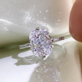 Серебряное кольцо S925 Женское 8 * 10 с высокоуглеродистым бриллиантом огранки 