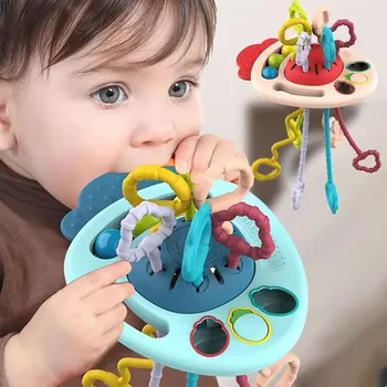 Силиконовая веревочка для развития ребенка при прорезывании зубов, сенсорные развивающие игрушки Монтессори, игрушки для путешествий, игрушки для коляски