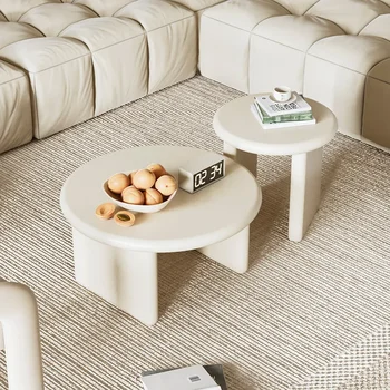 Скандинавский современный минималистичный журнальный столик в кремовом стиле, маленькие журнальные столики, Маленький круглый Высокий Низкий чайный столик, мебель для гостиной